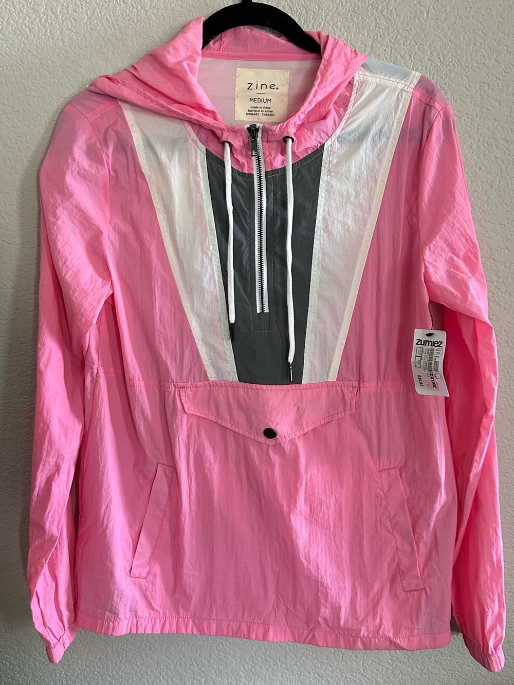 Zine Hot Pink Lightweight Hooded Windbreaker